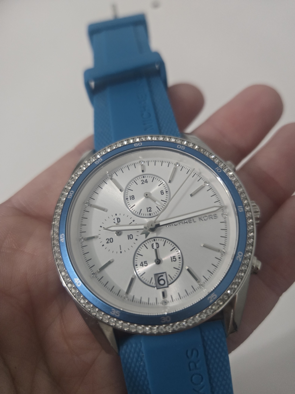 Michael Kors Hadyn Chronograph Watch (Model MK7485) Santorini Blue - Near Mint